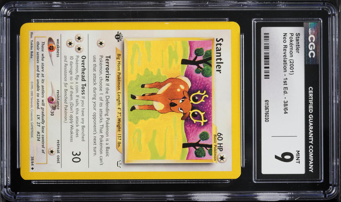 2001 Pokemon Neo Revelation 1st Edition Stantler #38 CGC 9 MINT