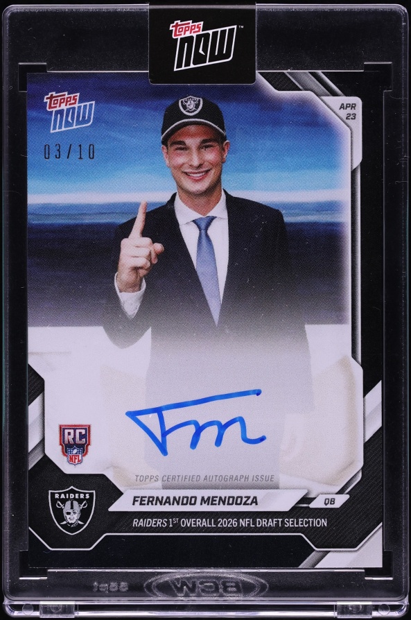 2026 Topps Now Black Foil Fernando Mendoza ROOKIE AUTO /10 #FMEN-A