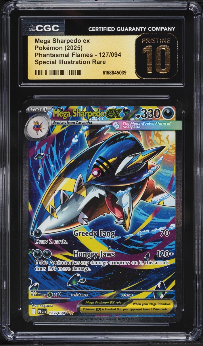 2025 Pokemon Mega Evolution Phantasmal Flames SIR Mega Sharpedo EX #127 CGC 10 PRISTINE