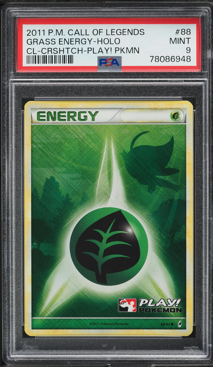 2011 Pokemon Call Of Legends Play! Crosshatch Holo Grass Energy #88 PSA 9 MINT