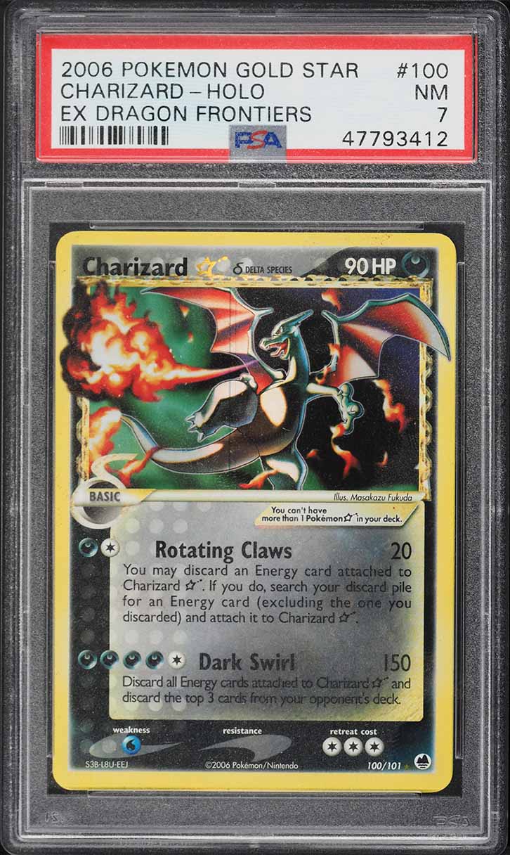 2006 Pokemon EX Dragon Frontiers Holo Charizard Gold Star #100 PSA 7 NRMT