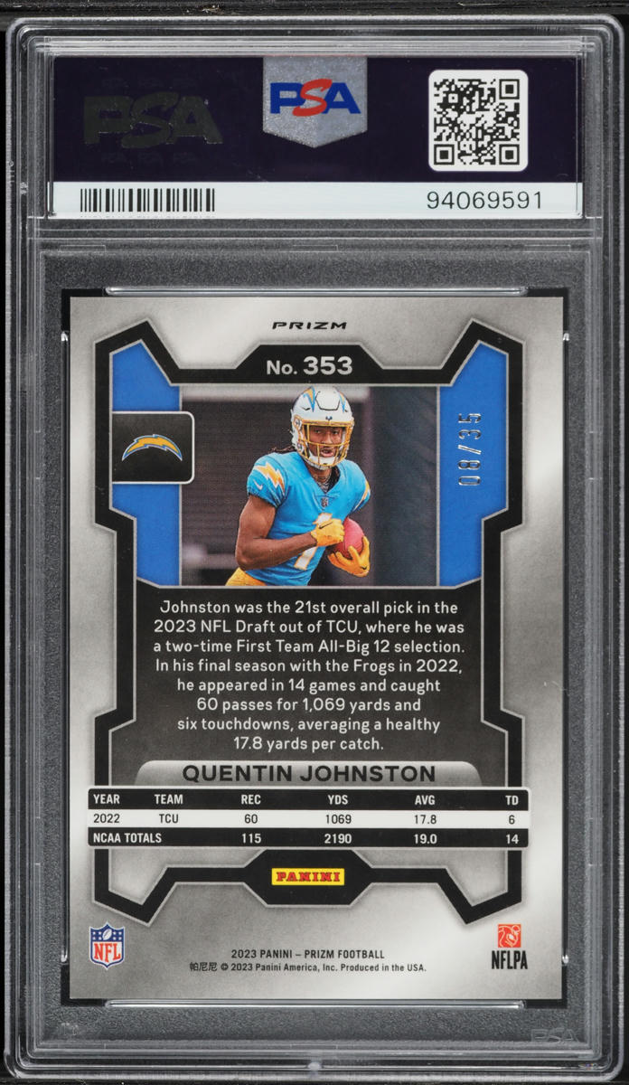 2023 Panini Prizm No Huddle Purple Quentin Johnston ROOKIE