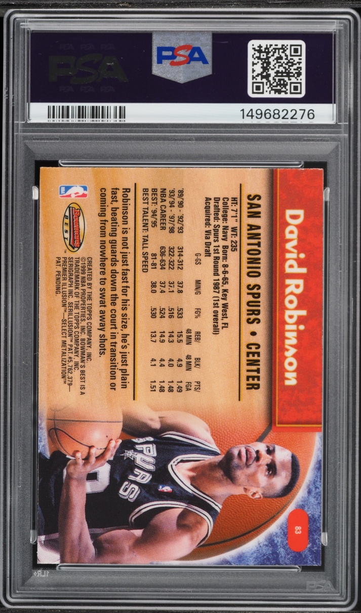 1998 Bowman's Best David Robinson #83 PSA 10 GEM MINT
