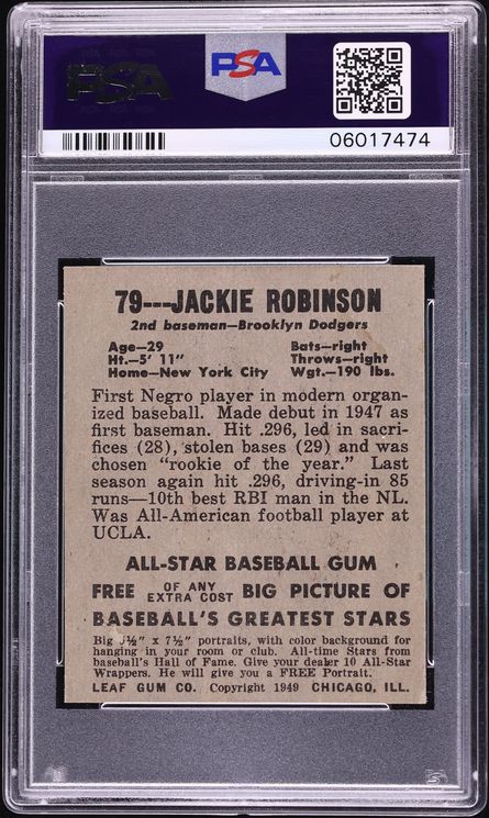 1948 Leaf Jackie Robinson ROOKIE #79 PSA 7 NRMT