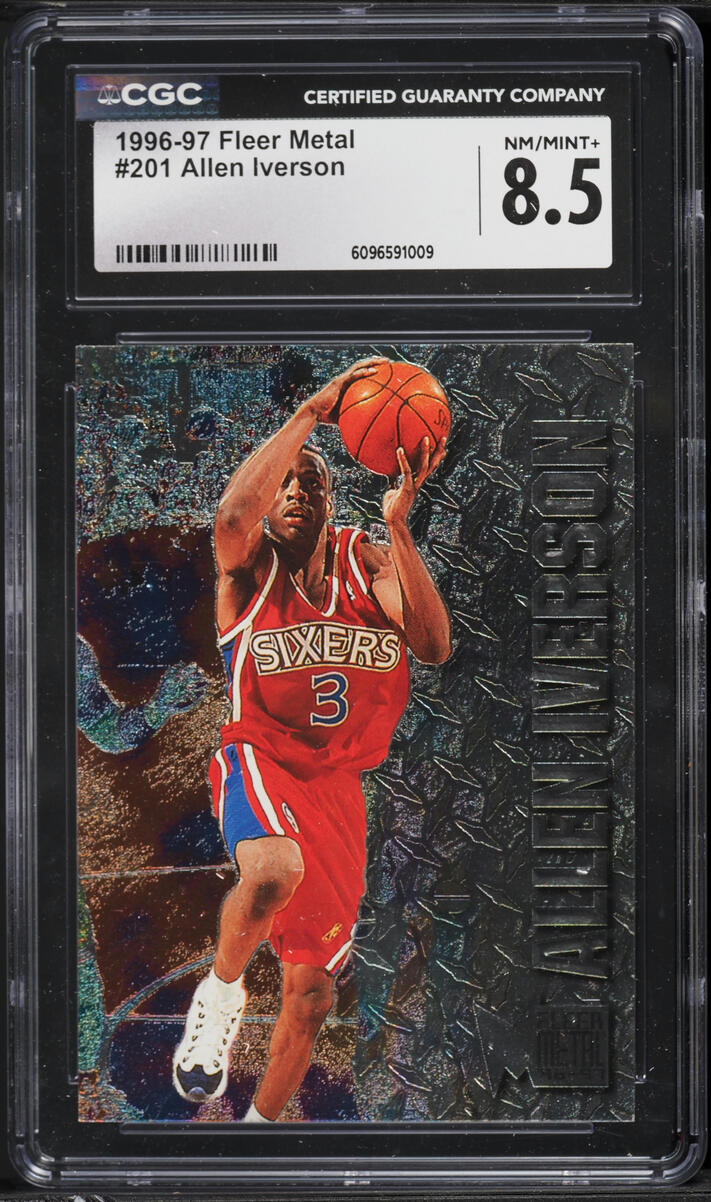 1996 Metal Basketball Allen Iverson ROOKIE #201 CGC 8.5 NM-MT+