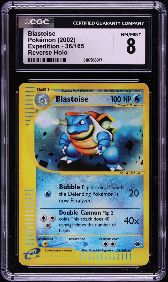 2002 Pokemon Expedition Reverse Holo Blastoise #36 CGC 8 NM-MT
