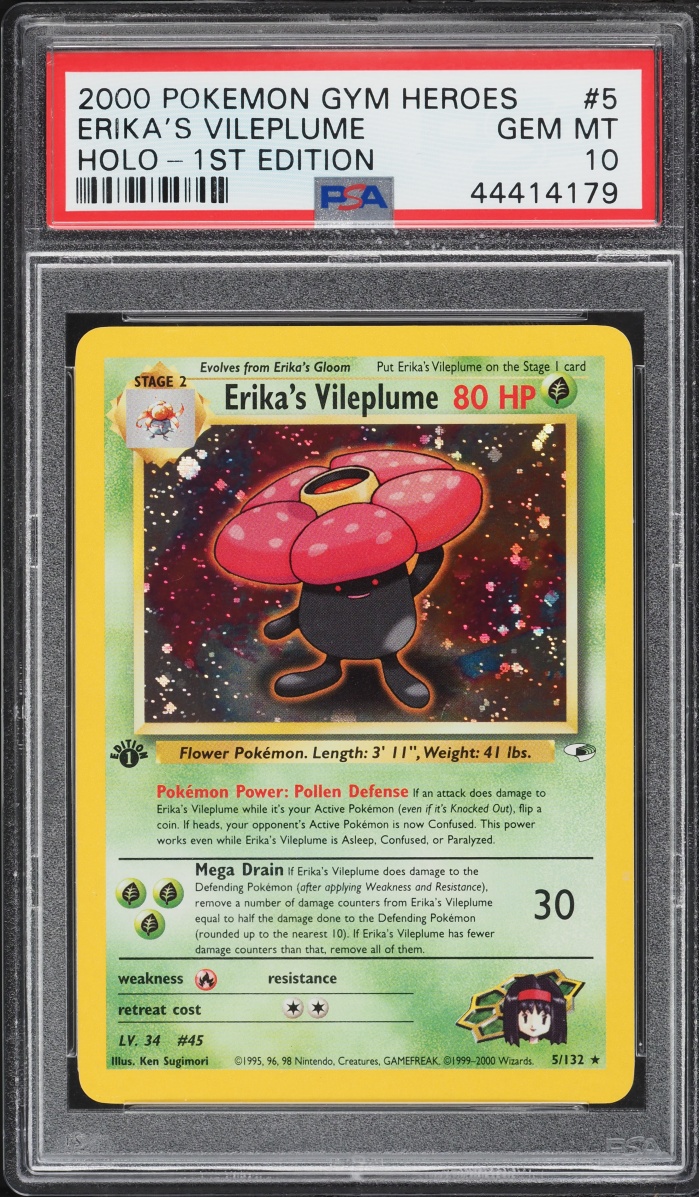 2000 Pokemon Gym Heroes 1st Edition Holo Erika's Vileplume #5 PSA 10 GEM MINT