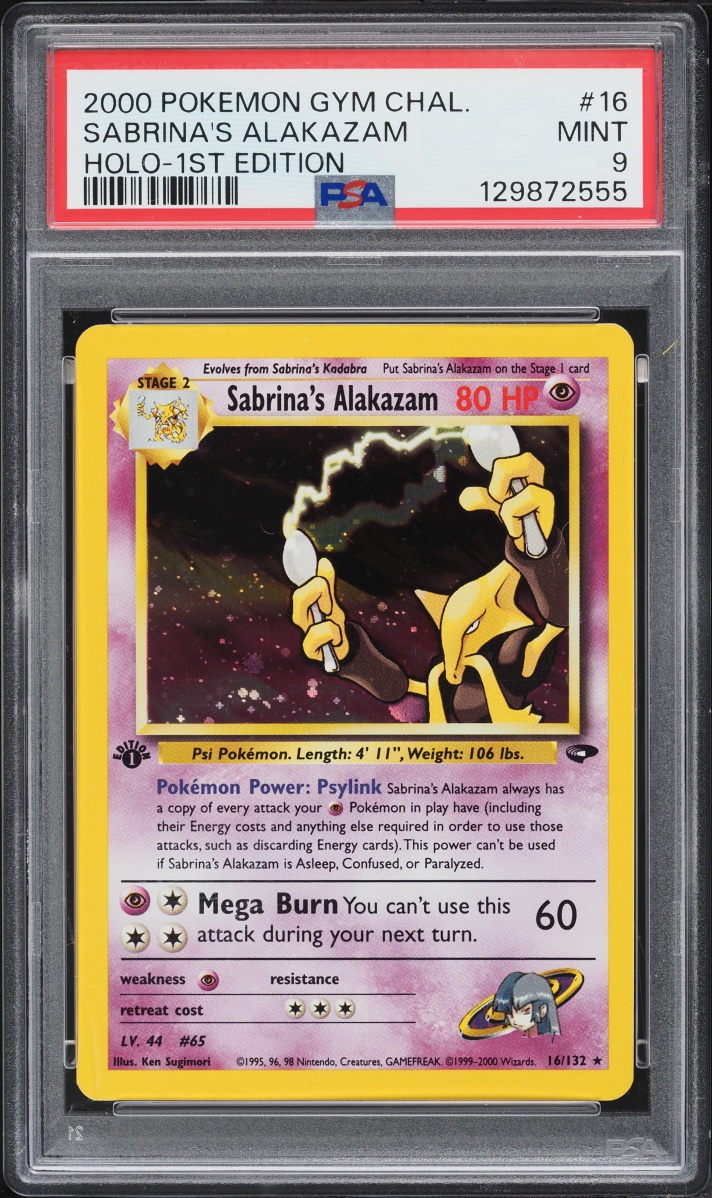 2000 Pokemon Gym Challenge 1st Edition Holo Sabrina's Alakazam #16 PSA 9 MINT