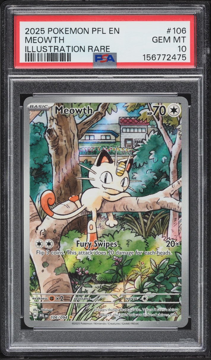 2025 Pokemon Mega Evolution Phantasmal Flames IR Meowth #106 PSA 10 GEM MINT