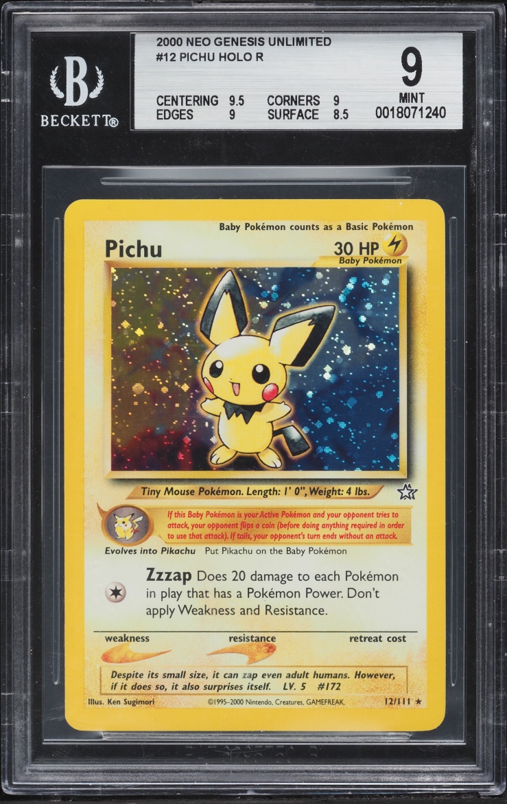 2000 Pokemon Neo Genesis Holo Pichu #12 BGS 9 MINT
