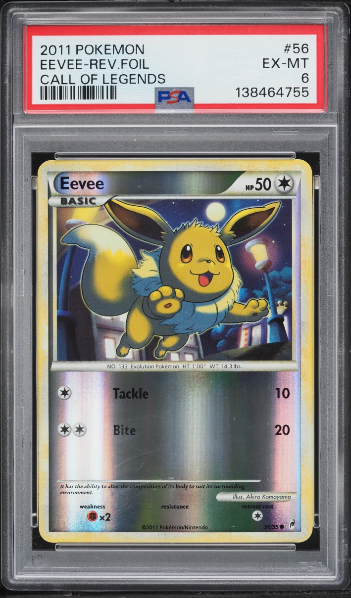 2011 Pokemon Call Of Legends Reverse Foil Eevee #56 PSA 6 EXMT