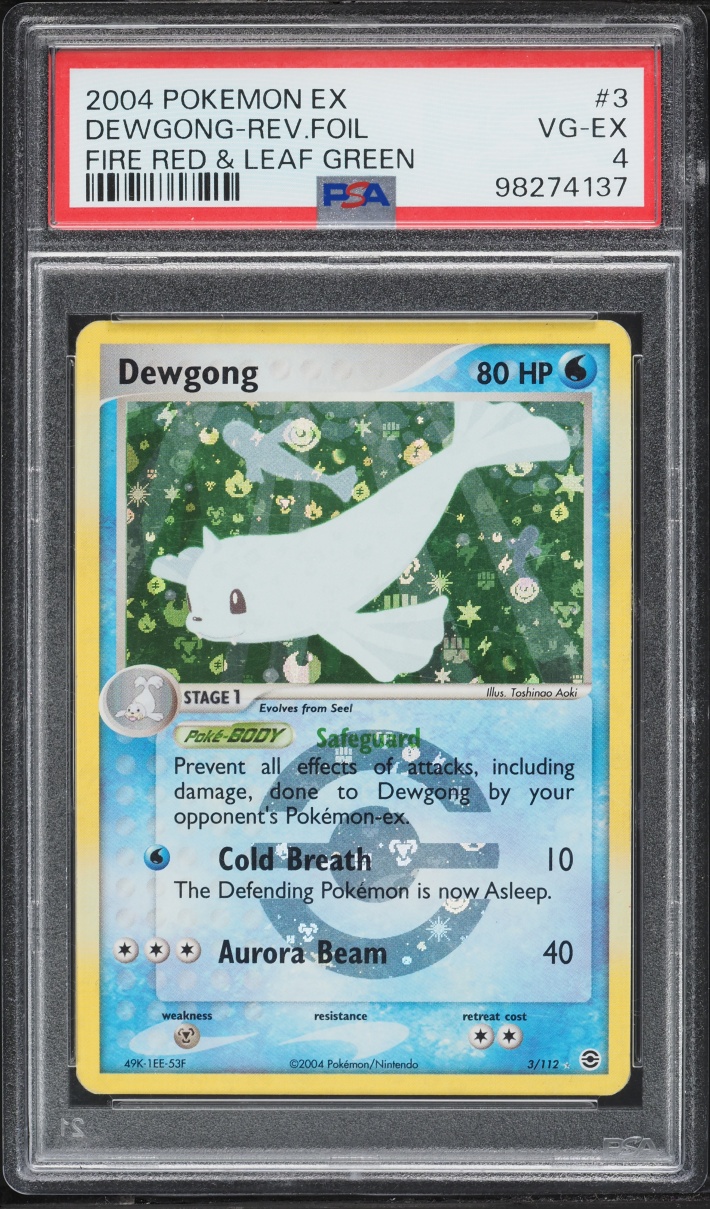 2004 Pokemon EX Fire Red & Leaf Green Reverse Holo Dewgong #3 PSA 4 VGEX