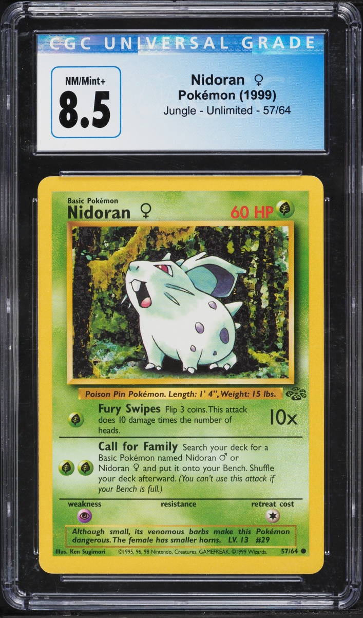 1999 Pokemon Jungle Nidoran #57 CGC 8.5 NM-MT+