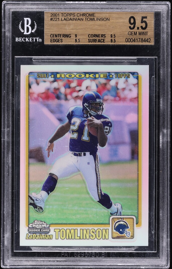 2001 Topps Chrome Refractor LaDainian Tomlinson ROOKIE /999 #221 BGS 9.5