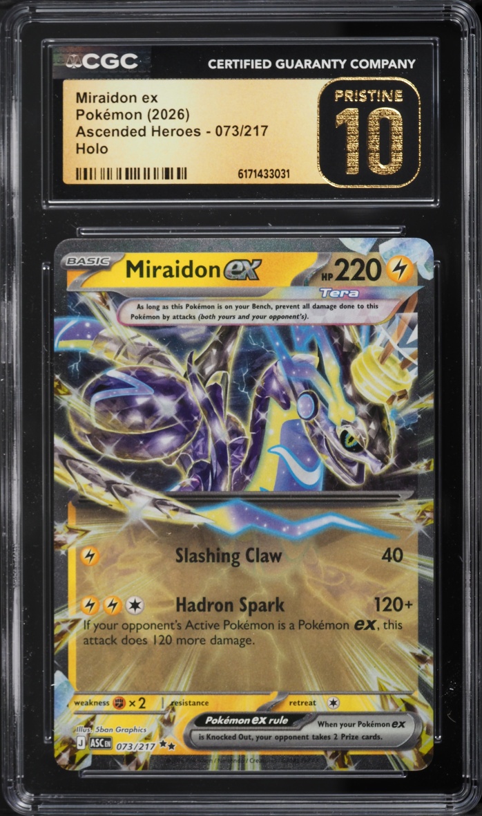 2026 Pokemon Mega Evolution Ascended Heroes Holo Miraidon Ex #73 CGC 10 PRISTINE
