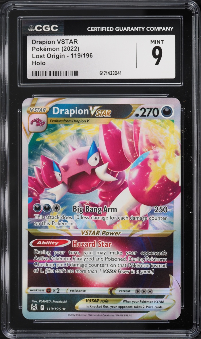 2022 Pokemon Sword & Shield Lost Origin Holo Drapion VSTAR #119 CGC 9 MINT