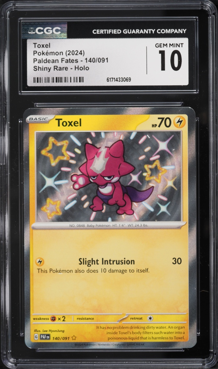 2024 Pokemon Scarlet & Violet Paldean Fates Shiny Toxel #140 CGC 10 GEM MINT