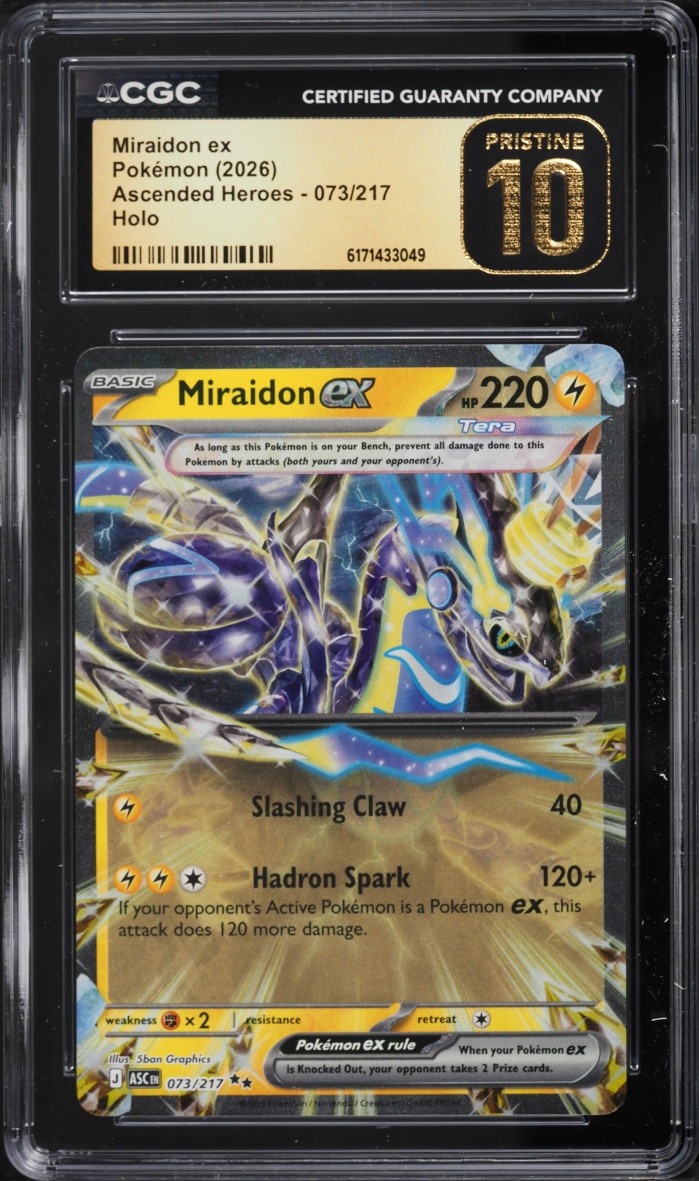 2026 Pokemon Mega Evolution Ascended Heroes Holo Miraidon Ex #73 CGC 10 PRISTINE