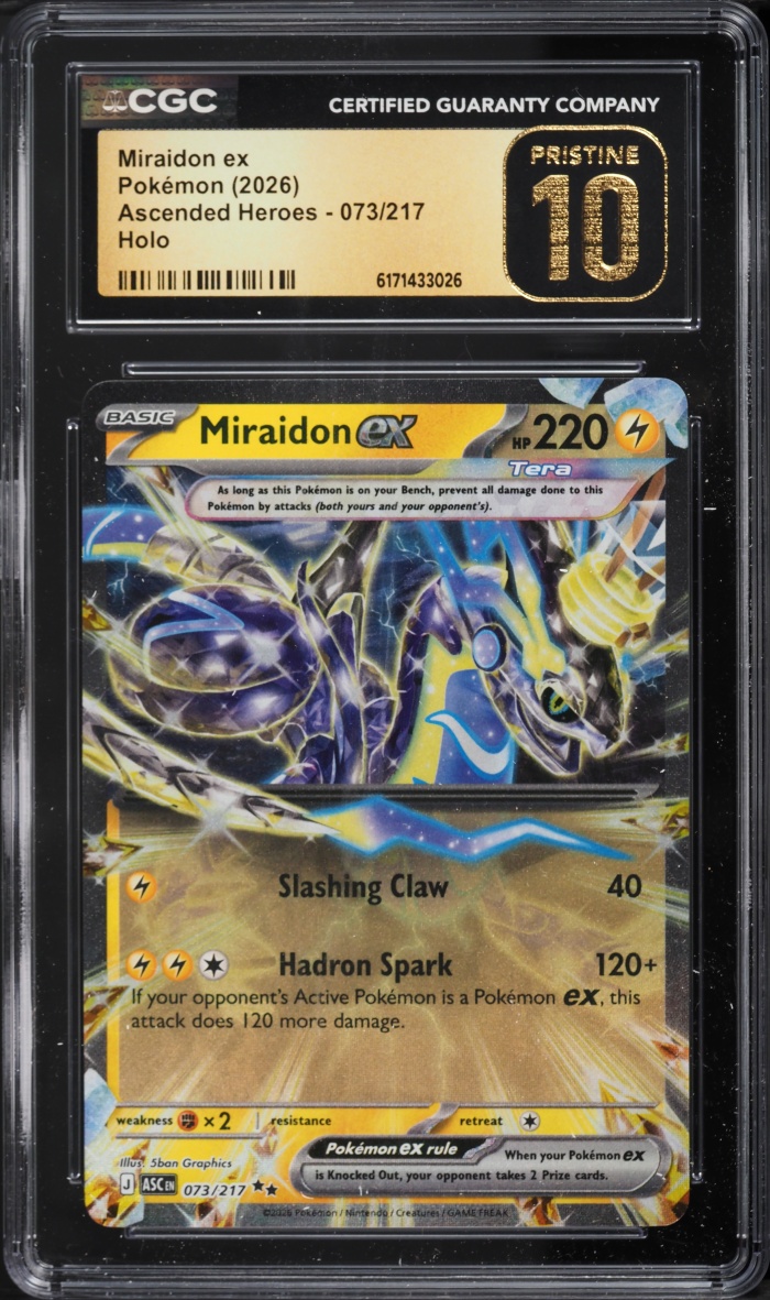 2026 Pokemon Mega Evolution Ascended Heroes Holo Miraidon Ex #73 CGC 10 PRISTINE