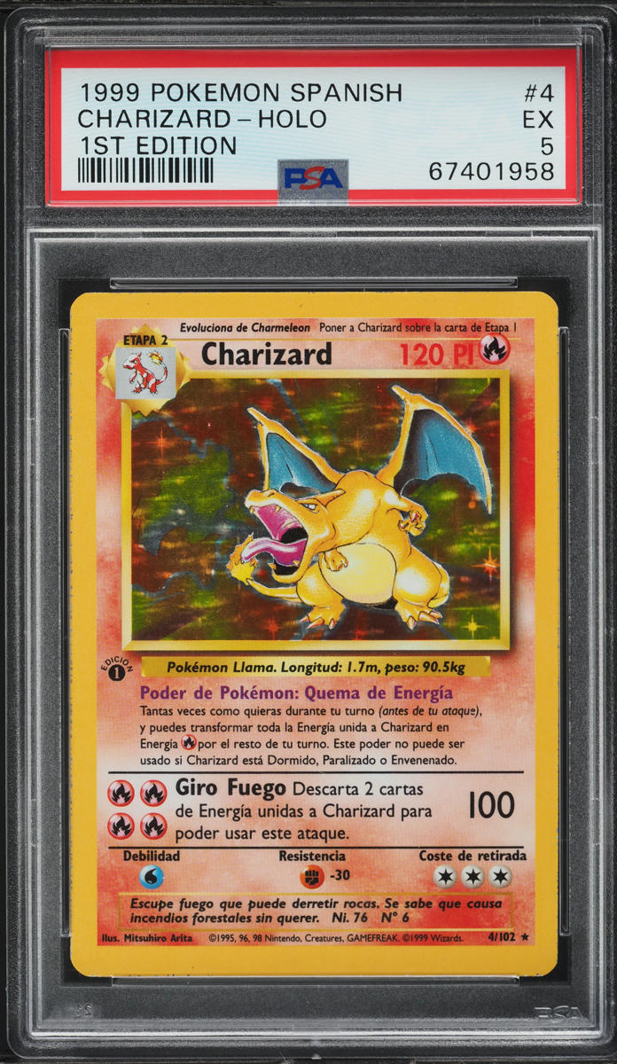 1999 Pokemon Spanish Base Set 1st Edition Holo Charizard #4 PSA 5 EX