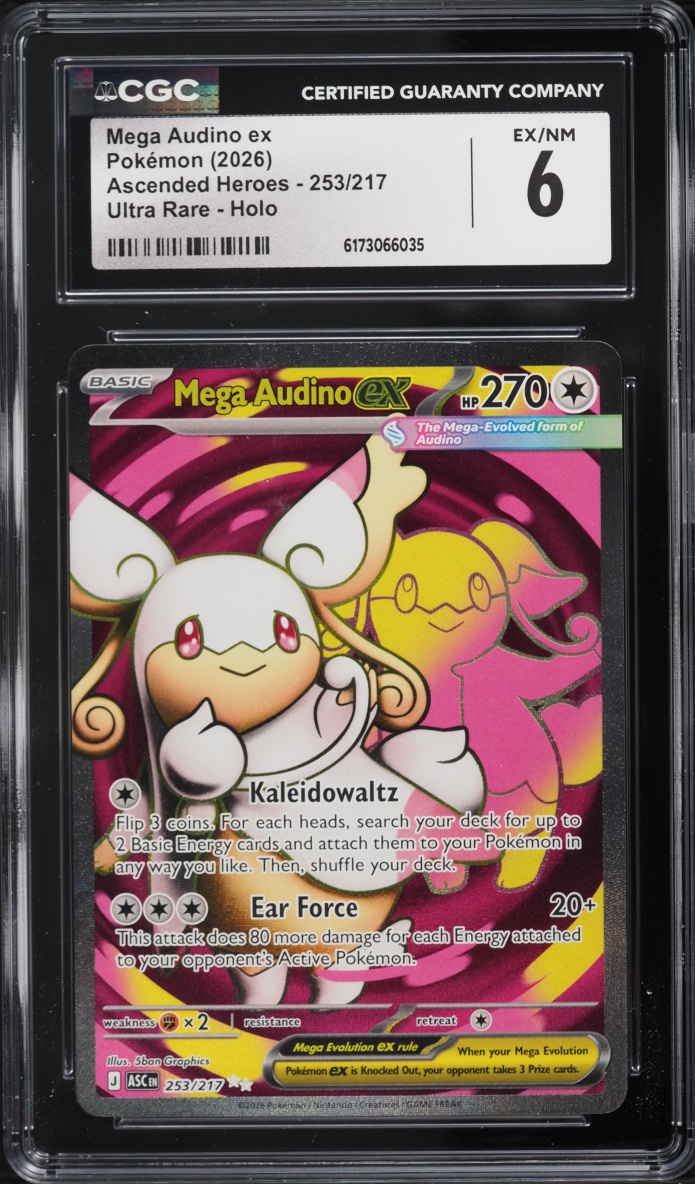 2026 Pokemon Mega Evolution Ascended Heroes Full Art Mega Audino Ex #253 CGC 6 EXMT