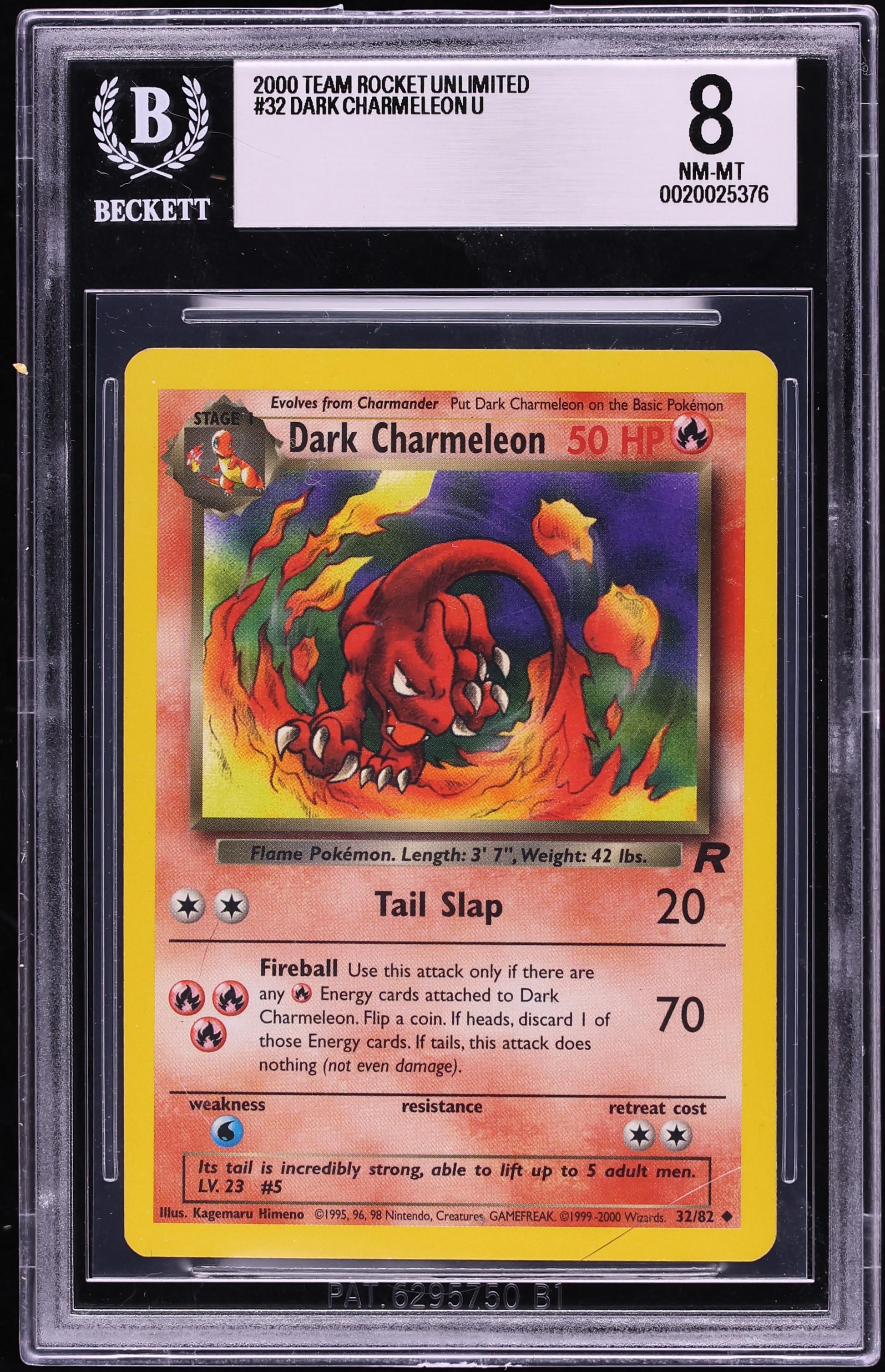 2000 Pokemon Team Rocket Dark Charmeleon #32 BGS 8 NM-MT
