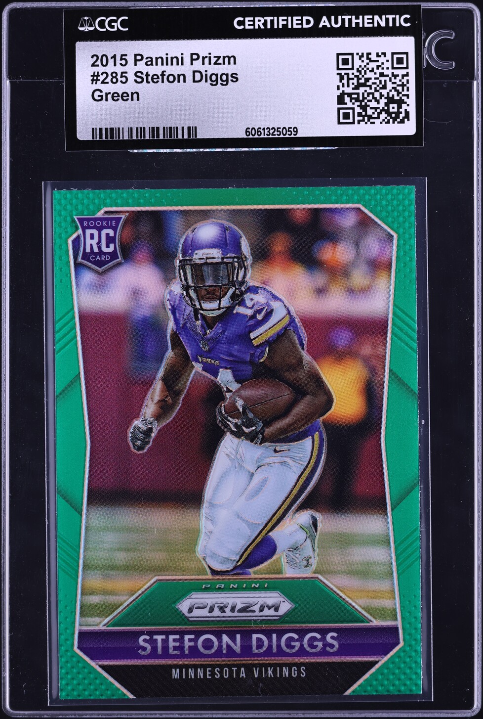 2015 Panini Prizm Green Stefon Diggs ROOKIE #285 CGC AUTH