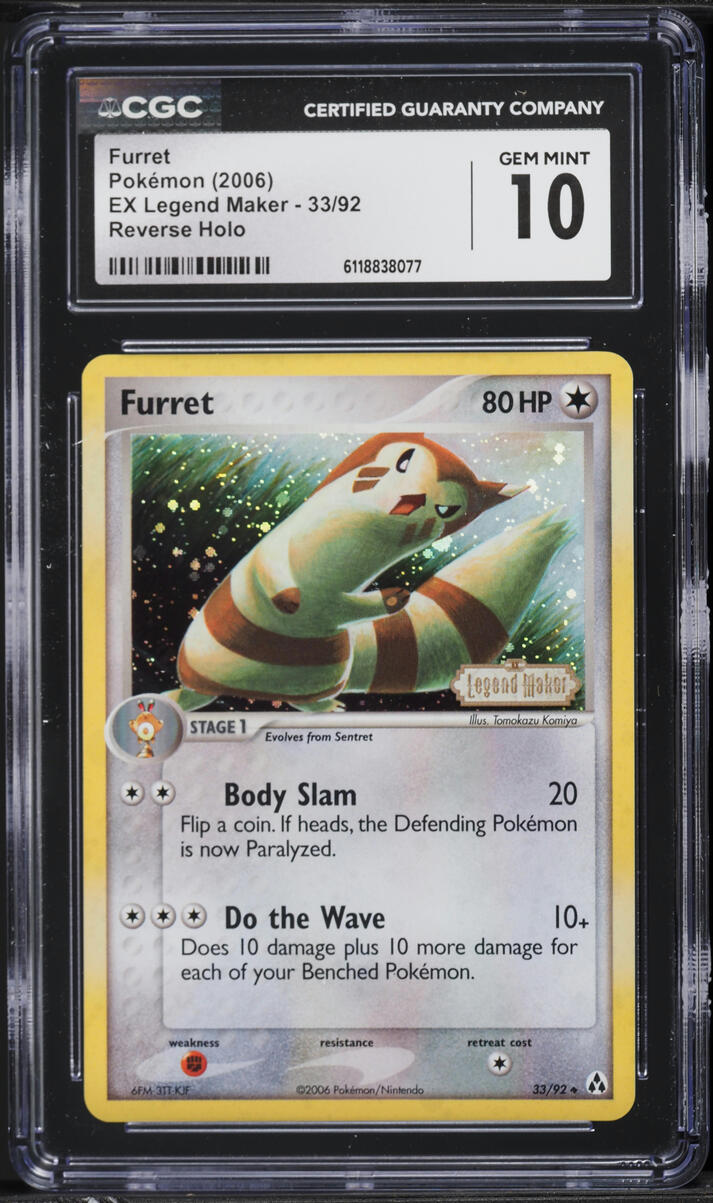 2006 Pokemon EX Legend Maker Reverse Holo Furret #33 CGC 10 GEM MINT