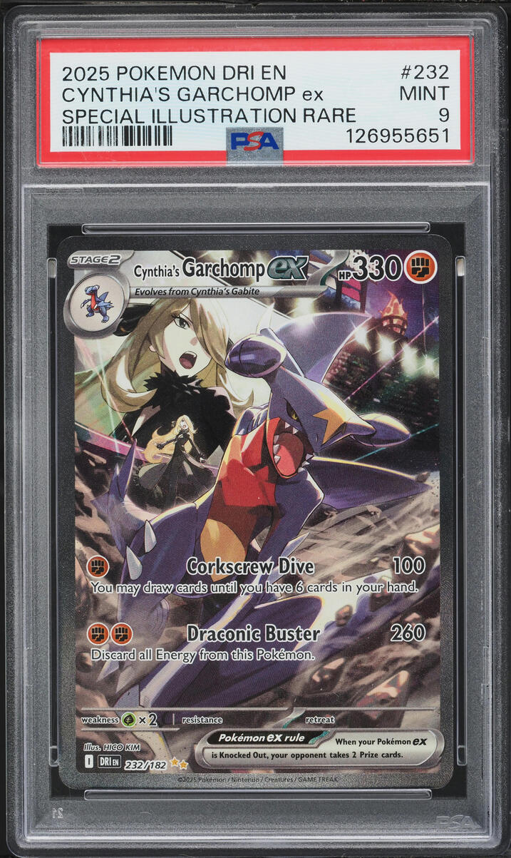 2025 Pokemon Scarlet & Violet Destined Rivals SIR Cynthia's Garchomp ex #232 PSA 9 MINT