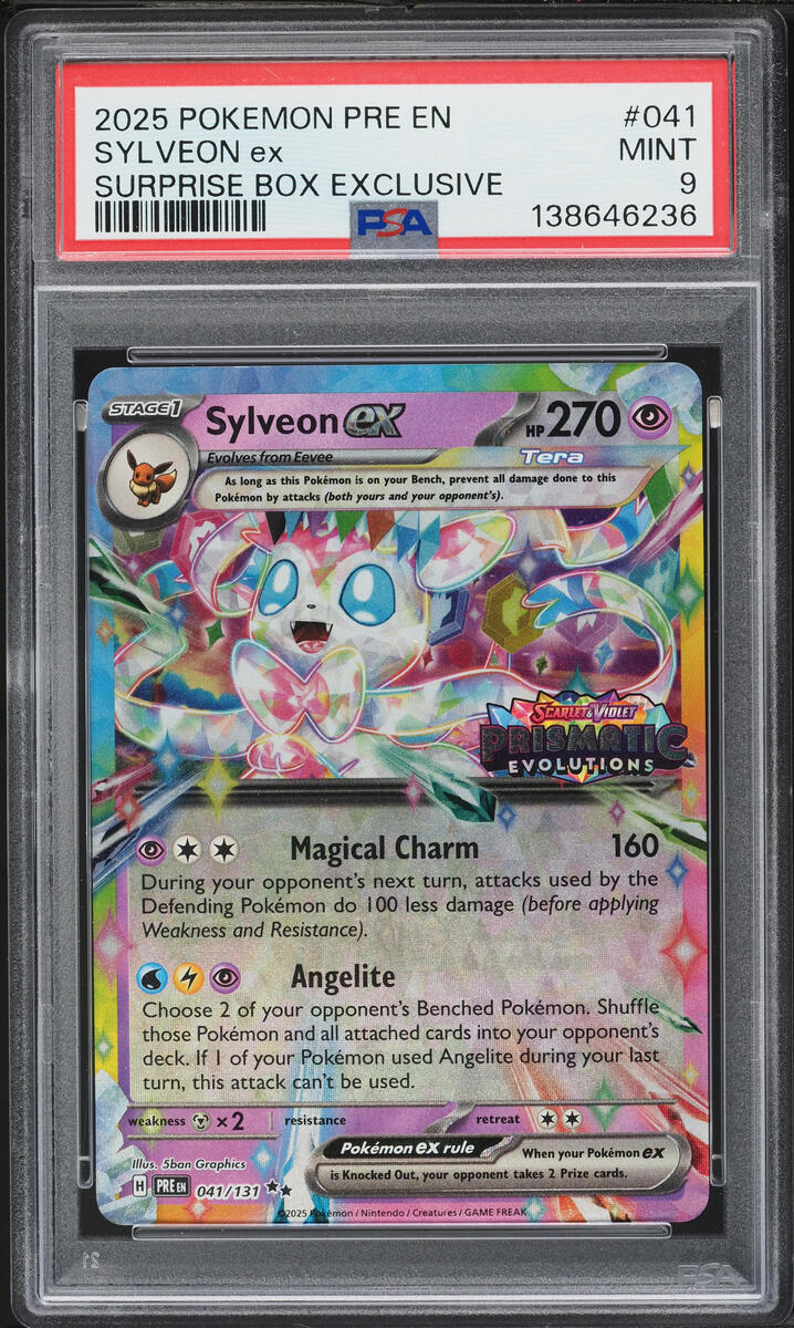 2025 Pokemon Scarlet & Violet Prismatic Evolutions Surprise Box Holo Sylveon ex #41 PSA 9 MINT