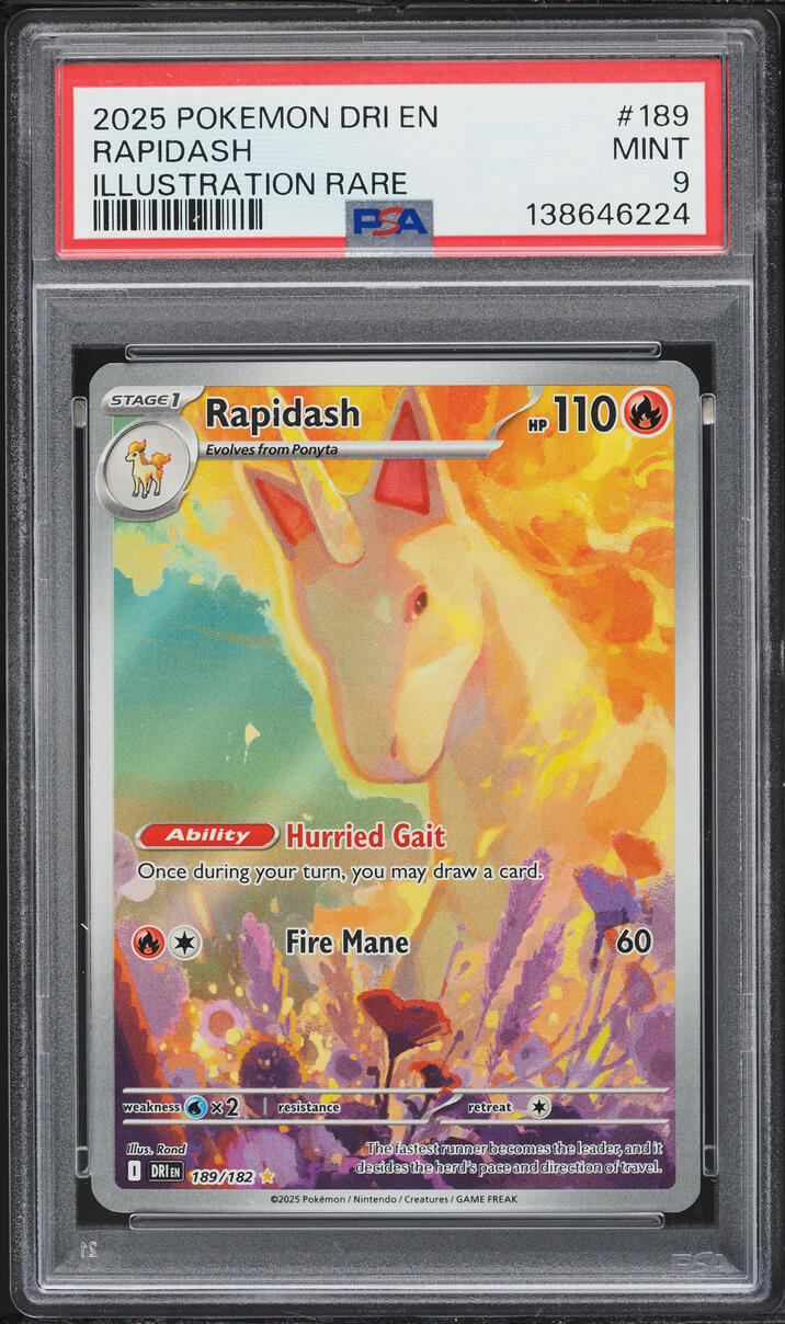2025 Pokemon Scarlet & Violet Destined Rivals IR Rapidash #189 PSA 9 MINT