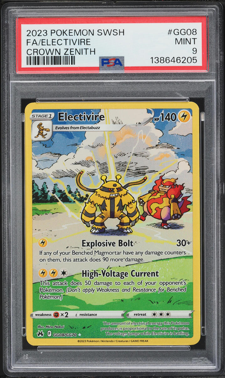 2023 Pokemon Sword & Shield Crown Zenith Alt Art Electivire #GG08 PSA 9 MINT