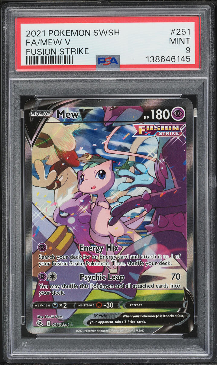 2021 Pokemon Sword & Shield Fusion Strike Alt Art Mew V #251 PSA 9 MINT