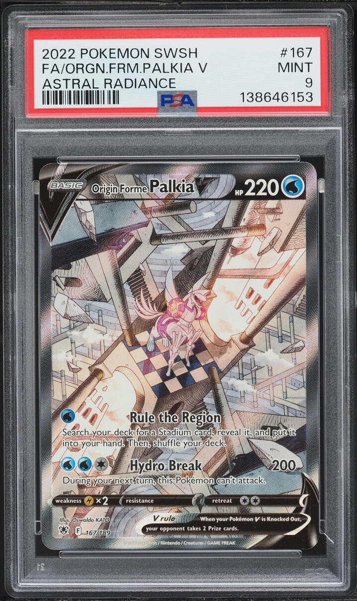 2022 Pokemon Sword & Shield Astral Radiance Alt Art Origin Forme Palkia V #167 PSA 9 MINT