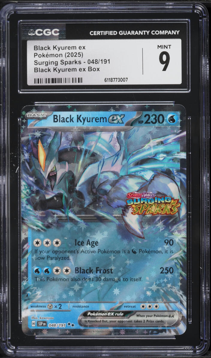 2025 Pokemon SV Surging Sparks Black Kyurem ex Box Black Kyurem EX #048 CGC 9 MINT