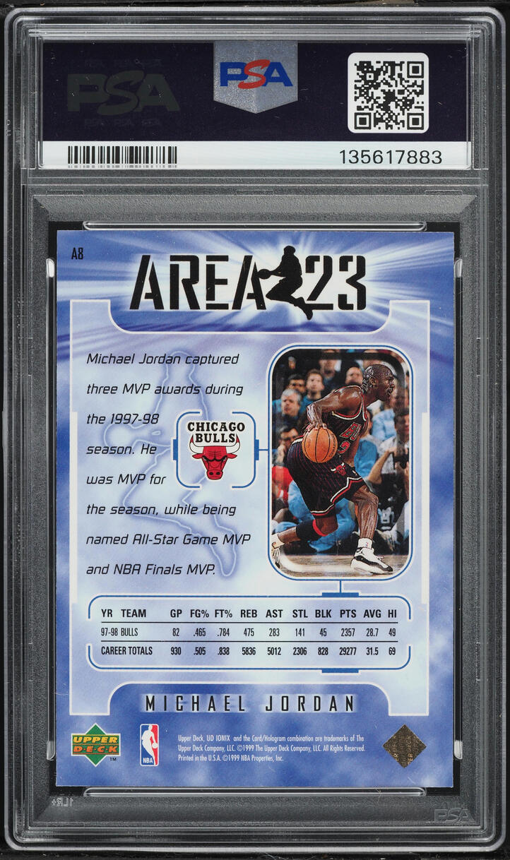 1998 Upper Deck Ionix Area 23 Michael Jordan #A8 PSA 9 MINT