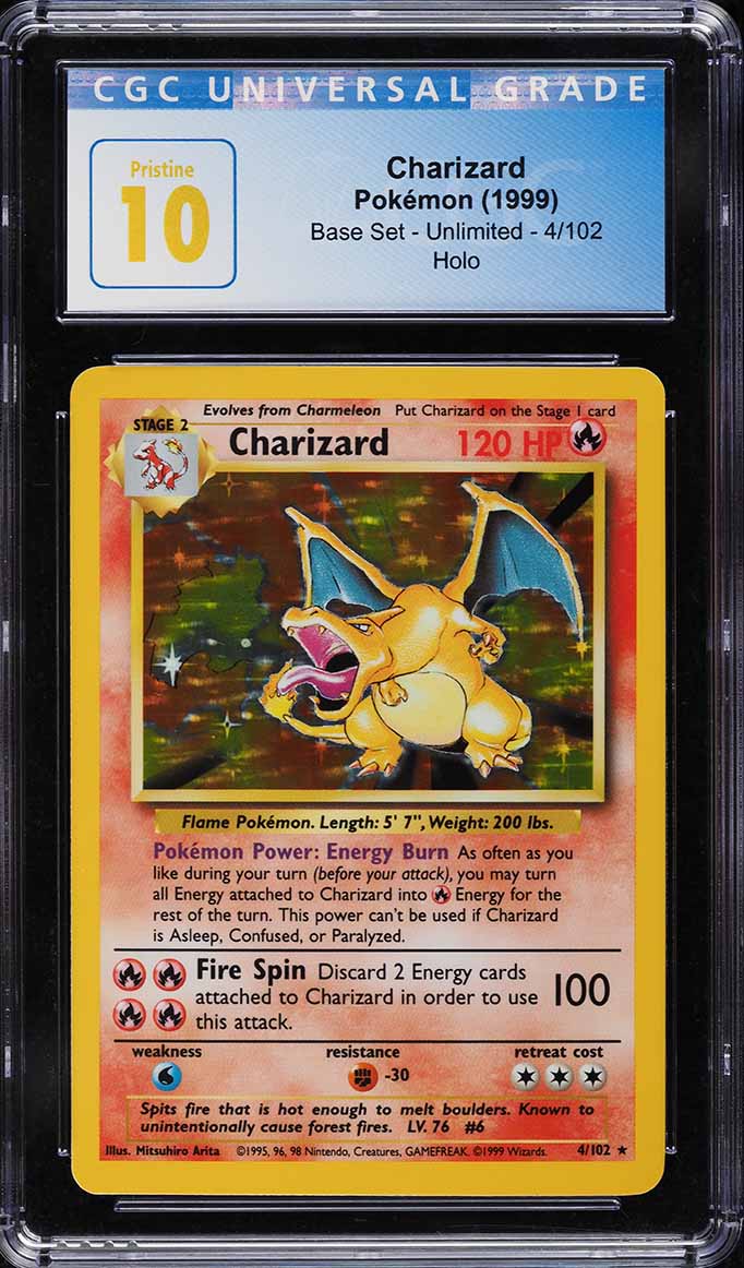 1999 Pokemon Base Set Holo Charizard #4 CGC 10 PRISTINE