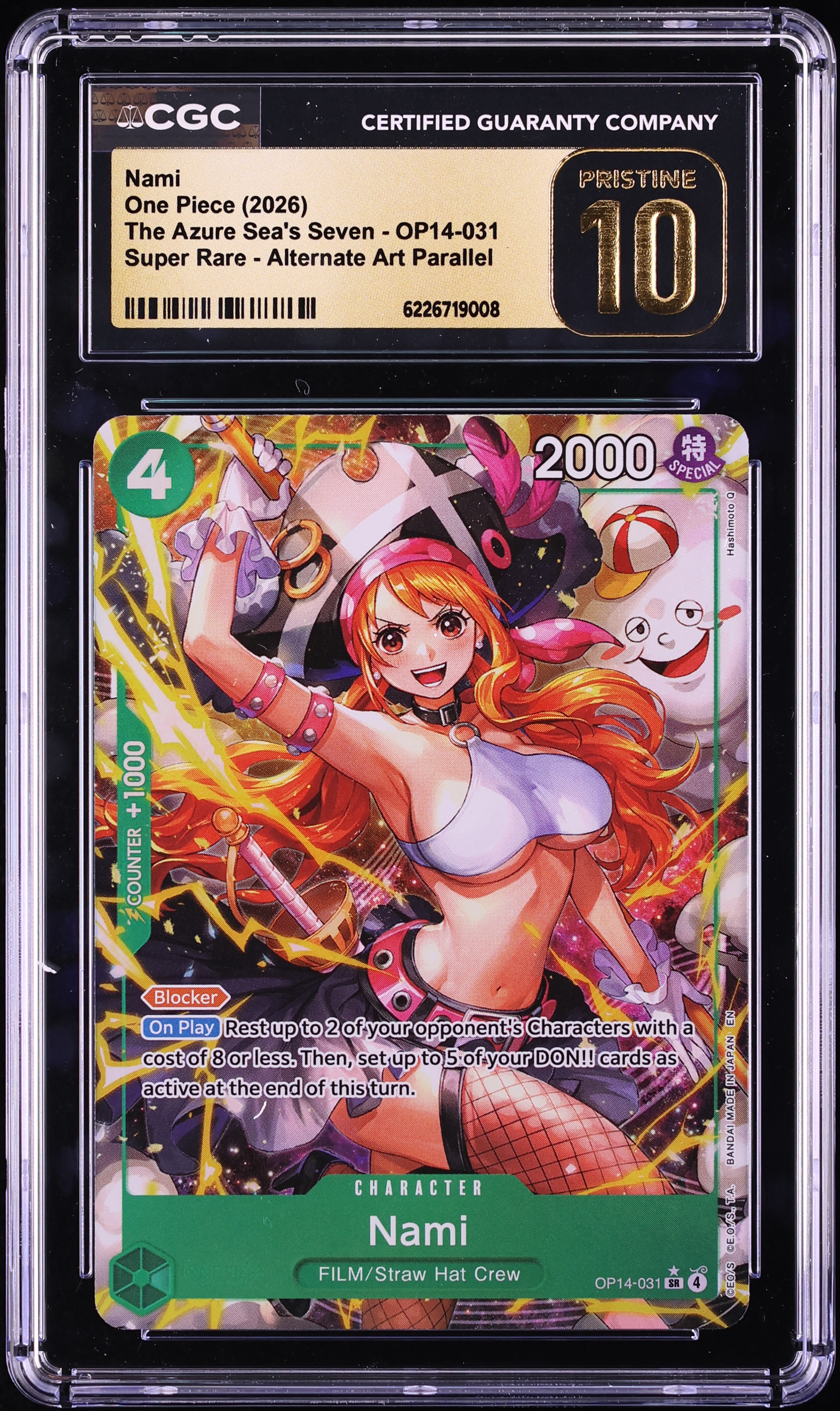 2026 One Piece The Azure Sea's Seven SR Alt Art Nami #OP14-031 CGC 10 PRISTINE