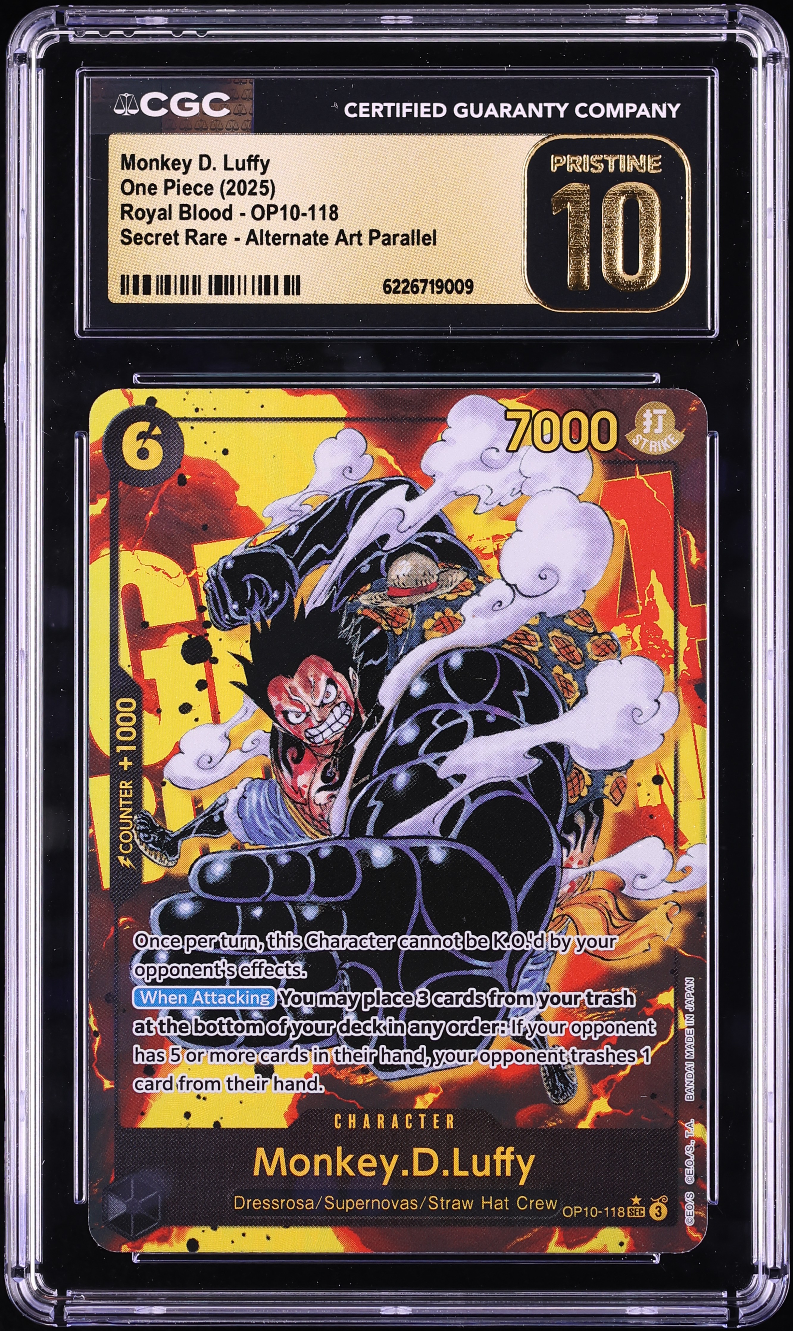 2025 One Piece Royal Blood SEC Alt Art Monkey D. Luffy #OP10-118 CGC 10 PRISTINE