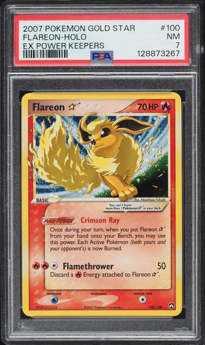 2007 Pokemon EX Power Keepers Holo Flareon Gold Star #100 PSA 7 NRMT