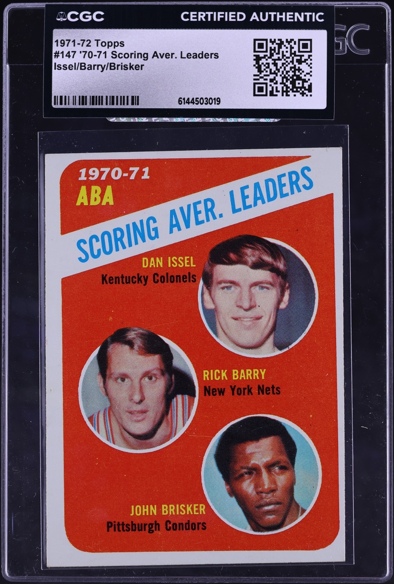 1971 Topps Basketball Dan Issel Rick Berry Brisker SCORING LEADERS #147 CGC AUTH