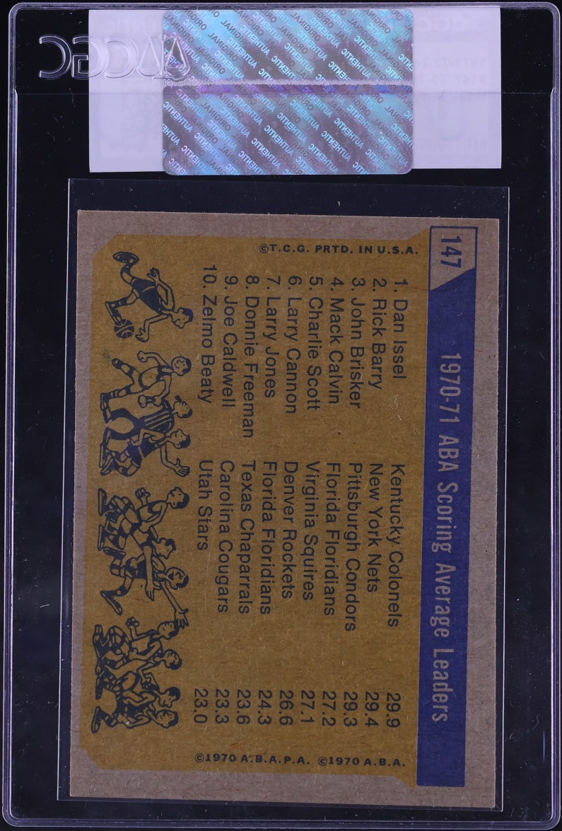 1971 Topps Basketball Dan Issel Rick Berry Brisker SCORING LEADERS #147 CGC AUTH