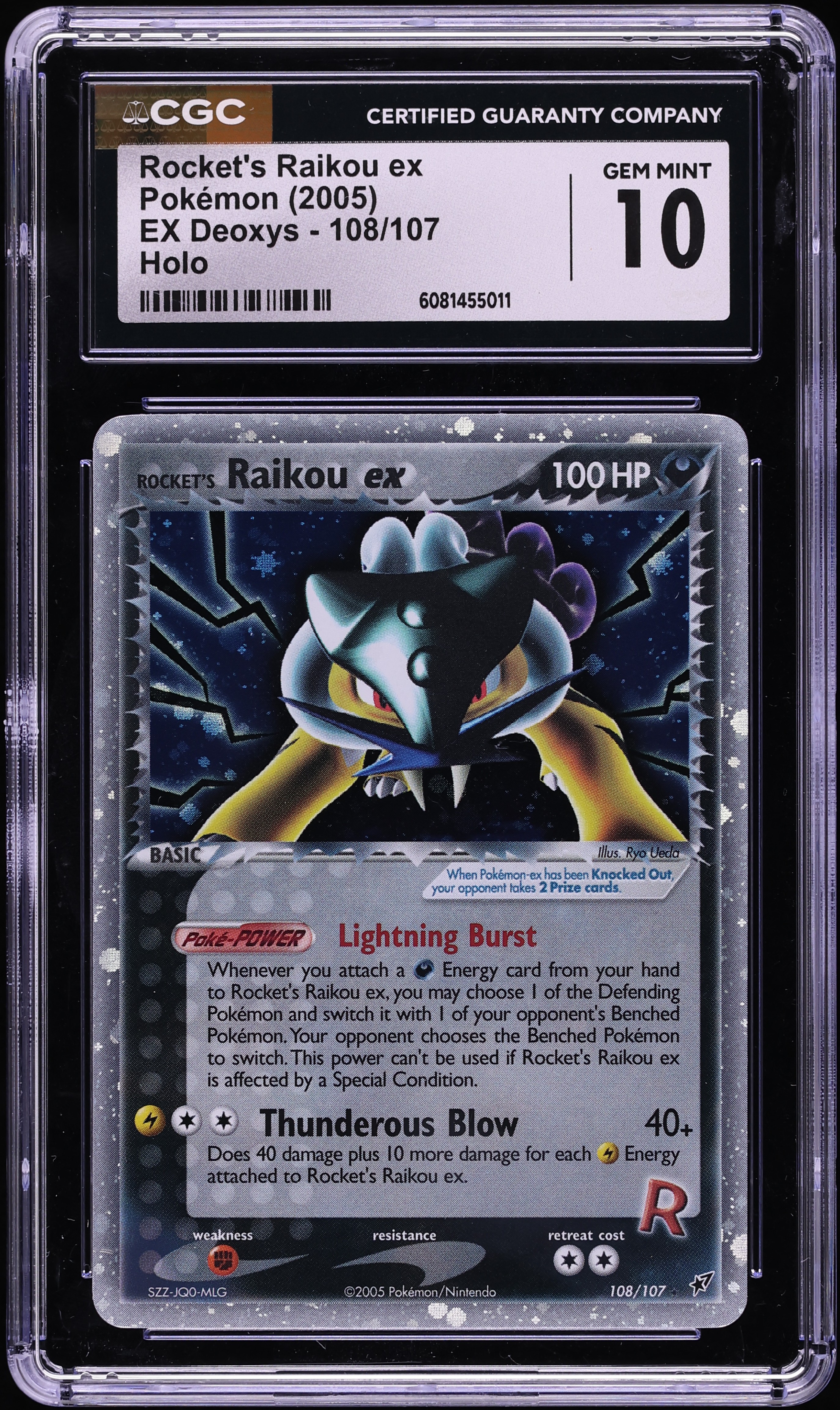 2005 Pokemon EX Deoxys Holo Rocket's Raikou ex #108 CGC 10 GEM MINT
