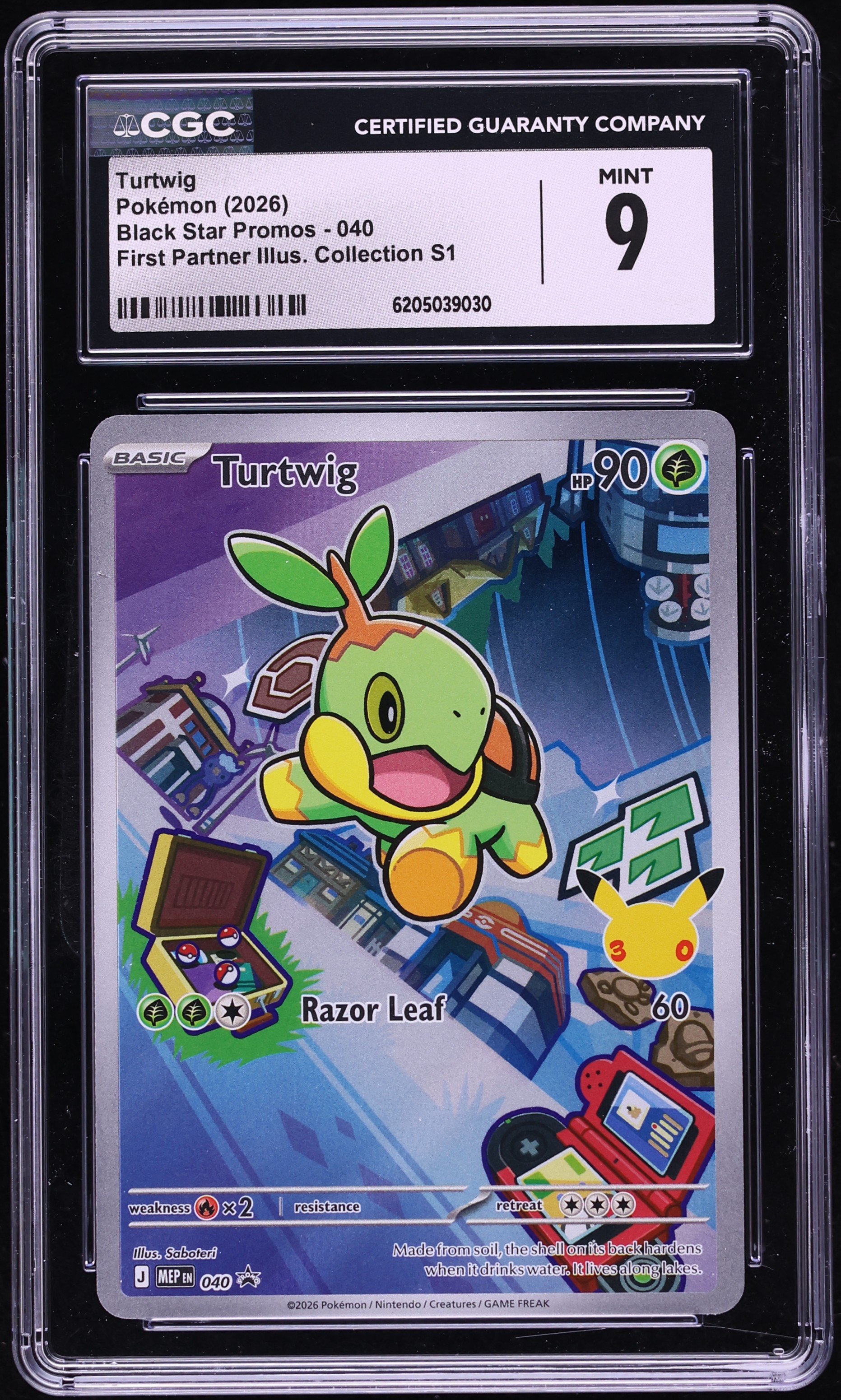 2026 Pokemon Mega Promo First Partner Illustration S1 Full Art Turtwig #40 CGC 9 MINT