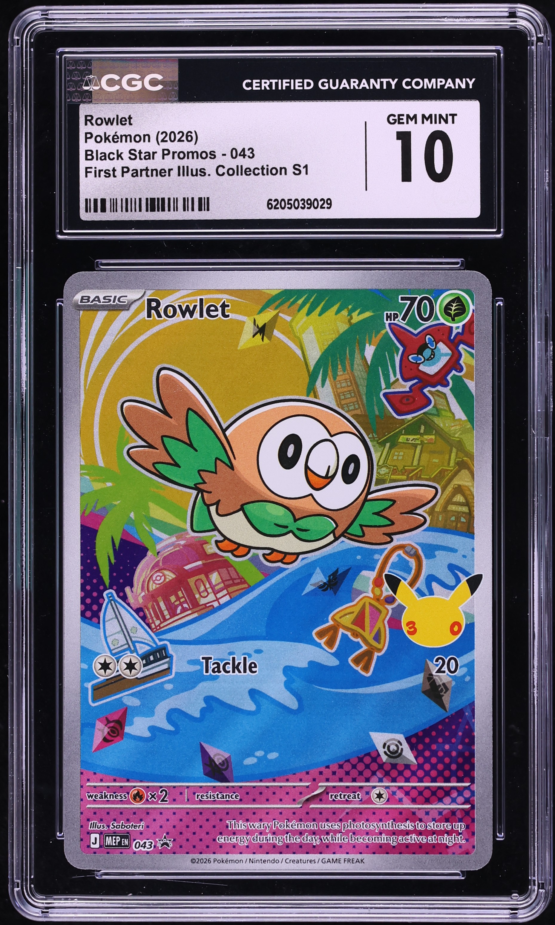2026 Pokemon Mega Promo First Partner Illustration S1 Full Art Rowlet #43 CGC 10 GEM MINT