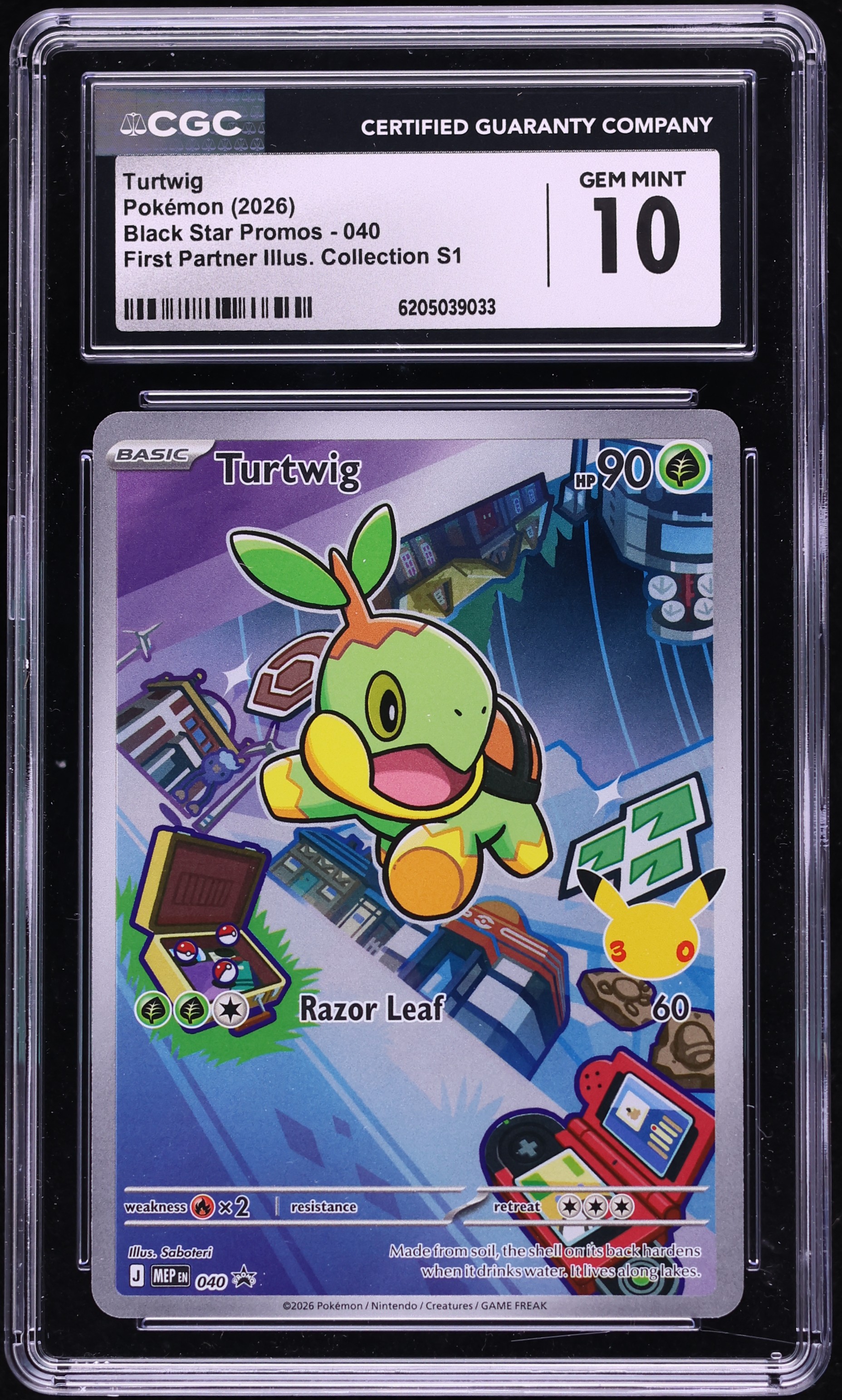 2026 Pokemon Mega Promo First Partner Illustration S1 Full Art Turtwig #40 CGC 10 GEM MINT