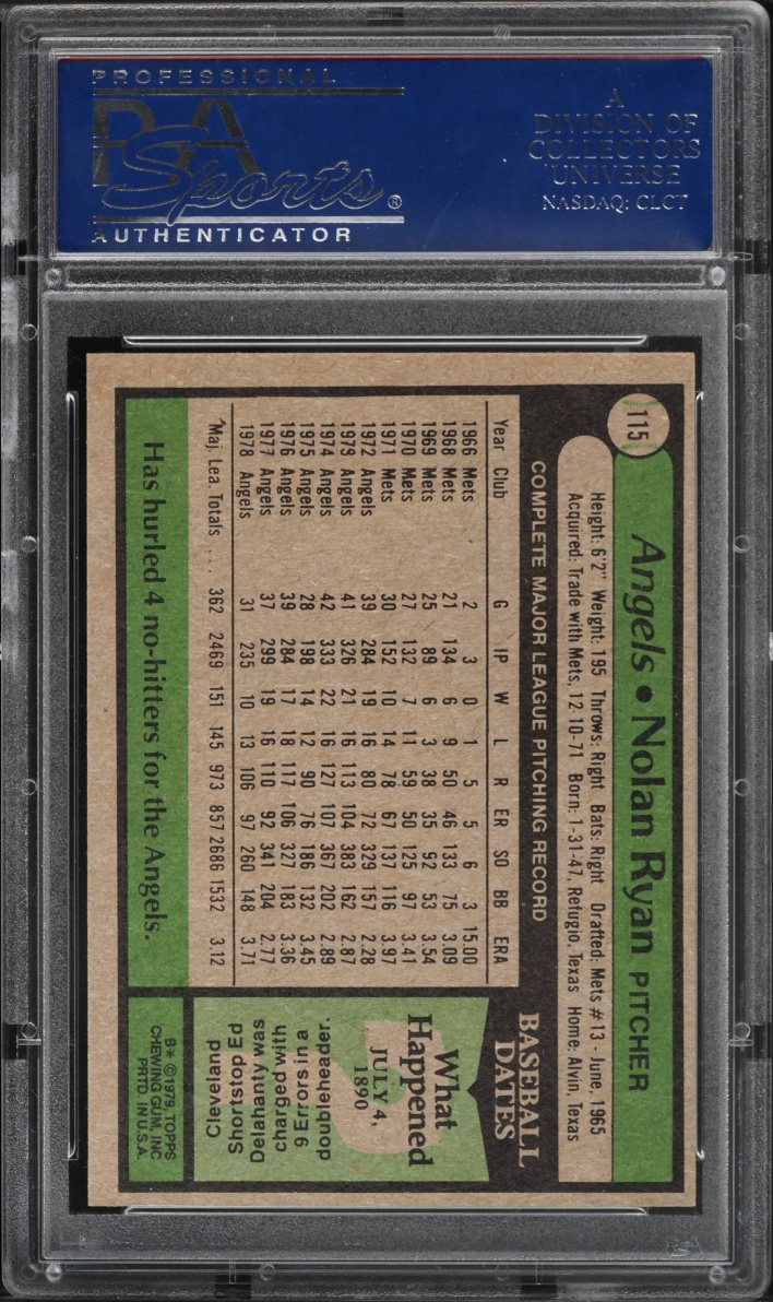 1979 Topps Nolan Ryan #115 PSA 9 MINT
