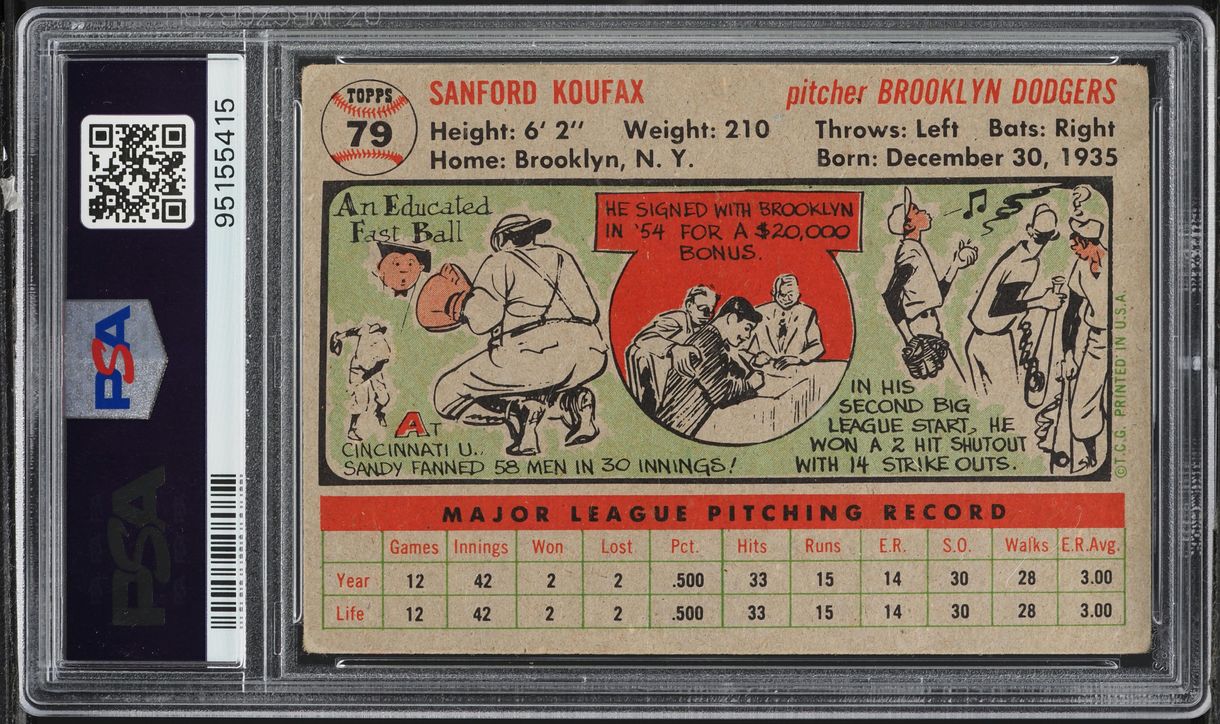 1956 Topps Sandy Koufax #79 PSA 2.5 GD+