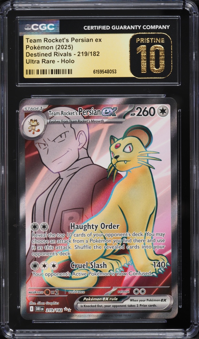 2025 Pokemon SV Destined Rivals Full Art Team Rocket's Persian EX #219 CGC 10 PRISTINE