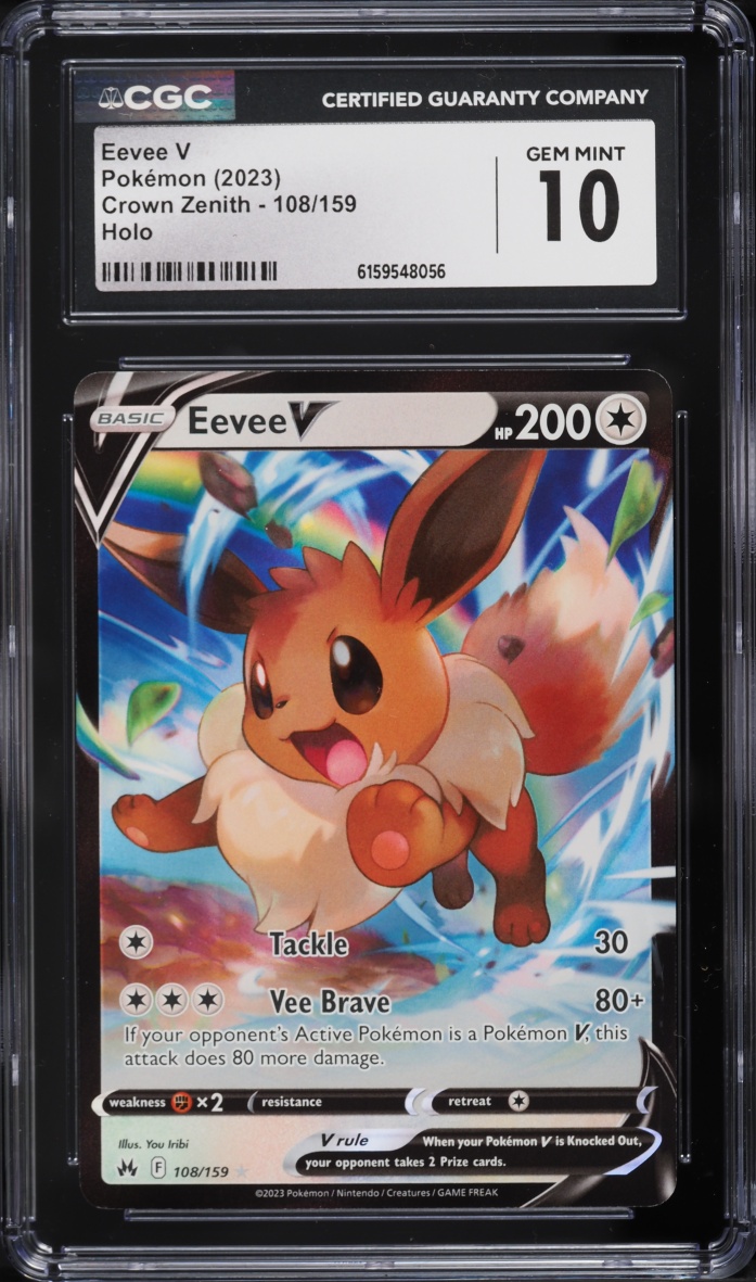 2023 Pokemon Sword & Shield Crown Zenith Full Art Eevee V #108 CGC 10 GEM MINT